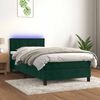 vidaXL Boxspring met matras en LED fluweel donkergroen 90x190 cm