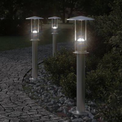 vidaXL Buitenvloerlamp 60 cm roestvrijstaal zilverkleurig