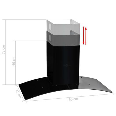 vidaXL Wandafzuigkap 756 m³/u 90 cm roestvrij staal zwart