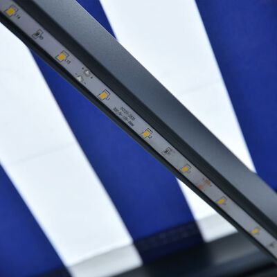 vidaXL Luifel met windsensor en LED 500x300 cm blauw en wit