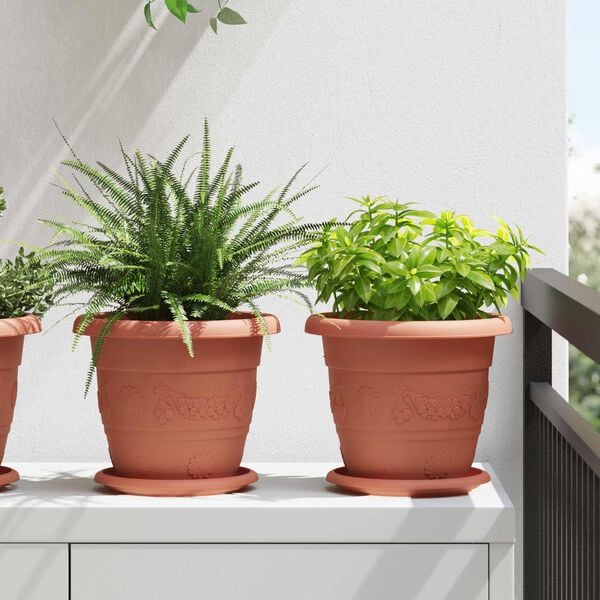 vidaXL Plantenpotten 6 pcs Baksteenrood &Oslash; 26 x 21.5 cm Kunststof