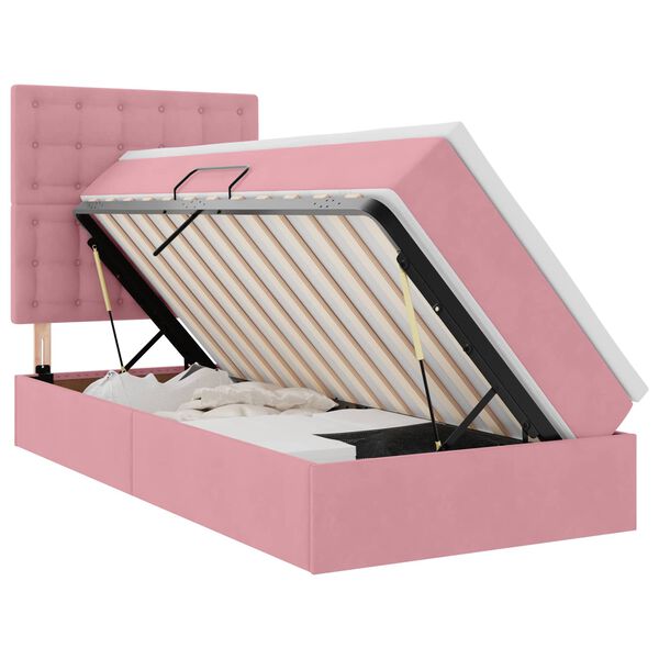 vidaXL Opbergbed met LED met matras met LED Roze 90 x 200 cm Fluweel