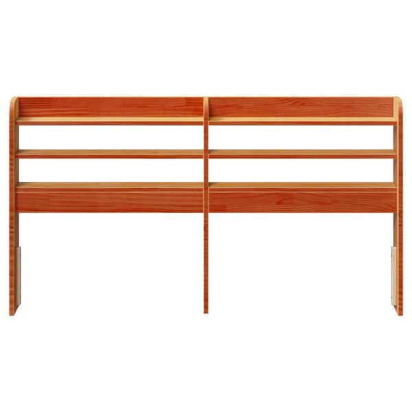 vidaXL Hoofdbord met schappen 150 cm massief grenenhout wasbruin