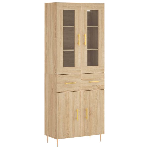 vidaXL Hoge kast 69,5x34x180 cm bewerkt hout sonoma eikenkleurig