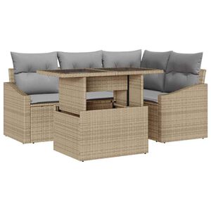 vidaXL Tuin Sofa Set 5 st Beige en Licht Grijs