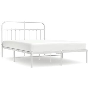 vidaXL Bedframe met hoofdbord metaal wit 140x190 cm