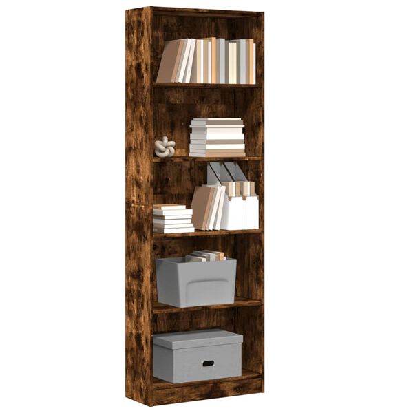 vidaXL Boekenkast 60x24x176 cm bewerkt hout gerookt eikenkleurig