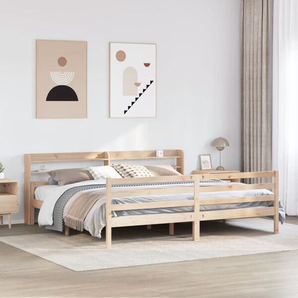 vidaXL Bedframe met hoofdbord massief grenenhout 200x200 cm