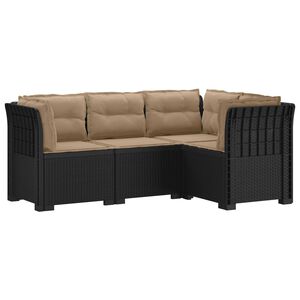 vidaXL 4-Zits Tuin Sofa met Kussens Rattan Look PP Antraciet