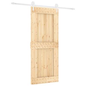 vidaXL Schuifdeur Natuurlijk en Wit 85 x 210 cm Massief Grenenhout