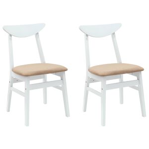 vidaXL Eettafelstoelen 2 st Massief Rubberhout Wit 42 x 47.5 x 81 cm