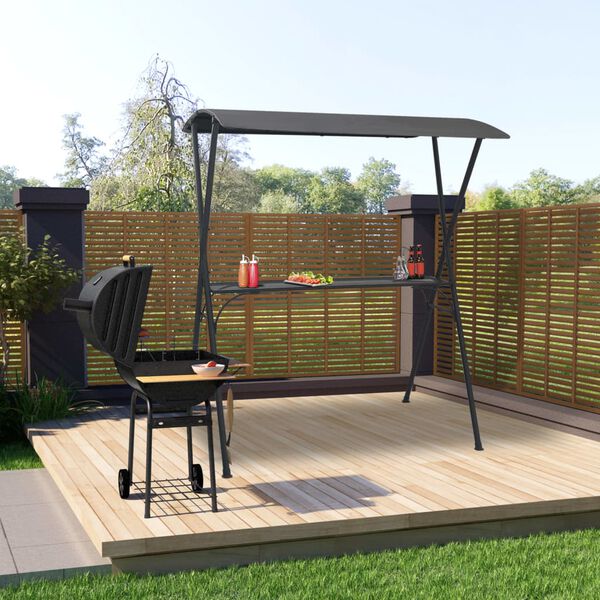 vidaXL Bartafel met luifel 175x150x207 cm staal antraciet