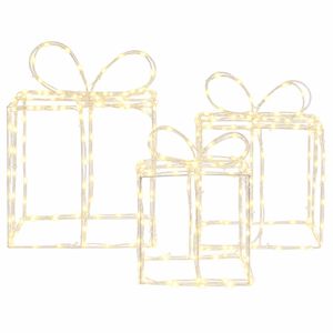 vidaXL Verlichte kerstcadeaudozen LOVIISA 3 st 360 LED's Warmwit