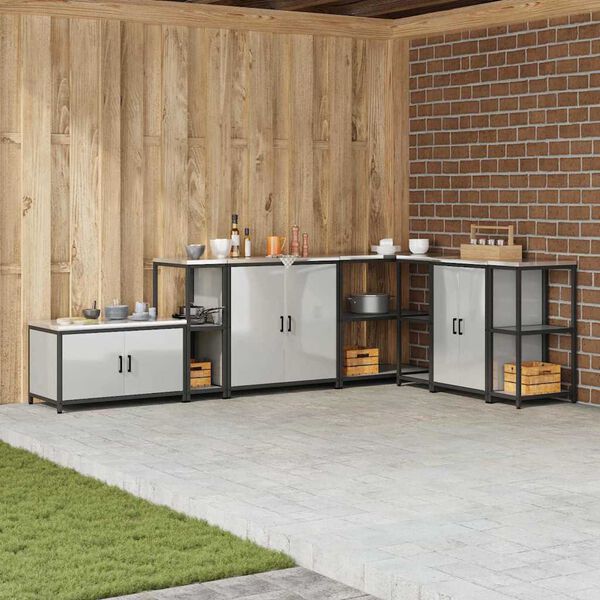 vidaXL Keukenopslag met plank met opslag Zilver 60 x 50 x 92 cm Staal