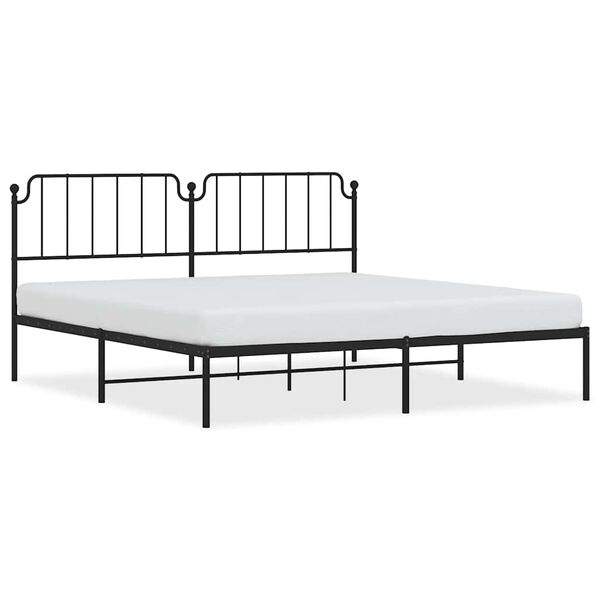 vidaXL Bedframe met hoofdbord metaal zwart 193x203 cm