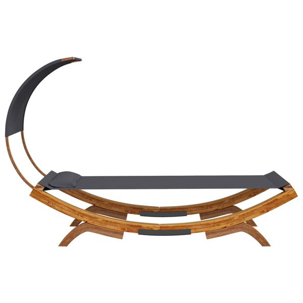 vidaXL Loungebed met luifel 100x200x126 cm gebogen hout antracietkleur