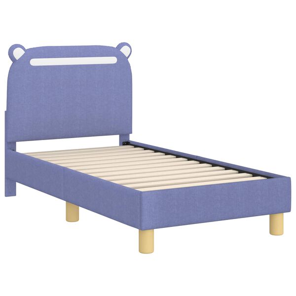 vidaXL Peuterbedframe met hoofdbord Jeans Blauw 70 x 140 cm Stof