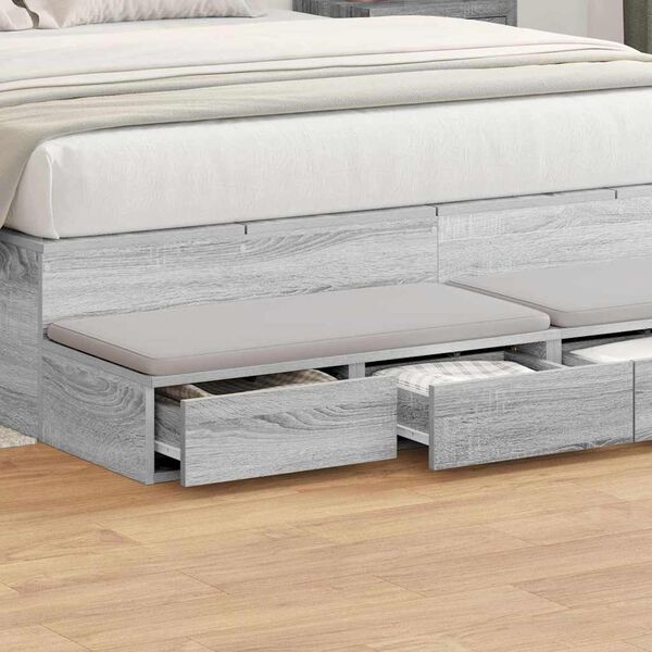 vidaXL Bedlades Grijs Sonoma 135 x 36,5 x 16,5 cm Bewerkt hout