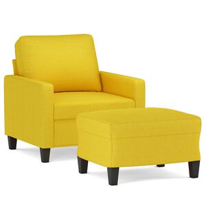 vidaXL Fauteuil met voetenbank 60 cm stof lichtgeel