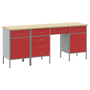 vidaXL Werk kast 4 pcs Rood 200 x 55 x 85 cm Engineered hout en staal