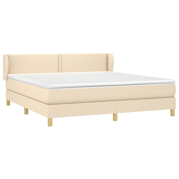 vidaXL Boxspring met matras stof cr&egrave;mekleurig 160x200 cm