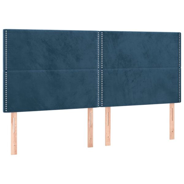 vidaXL Hoofdbord donkerblauw 200x5x118/128 cm fluweel