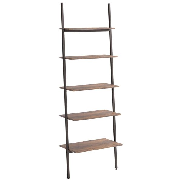 vidaXL Ladderrek met 5 schappen 64x34x185,5 cm donkerbruin en zwart