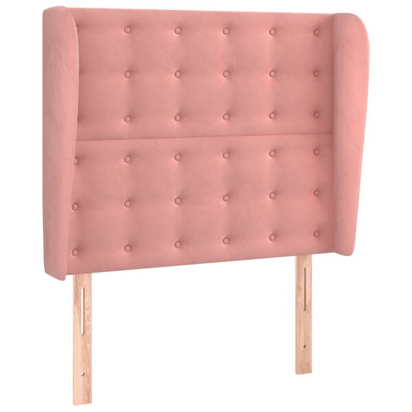 vidaXL Hoofdbord met randen 93x23x118/128 cm fluweel roze