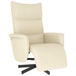vidaXL Fauteuil verstelbaar met voetensteun kunstleer cr&egrave;mekleurig