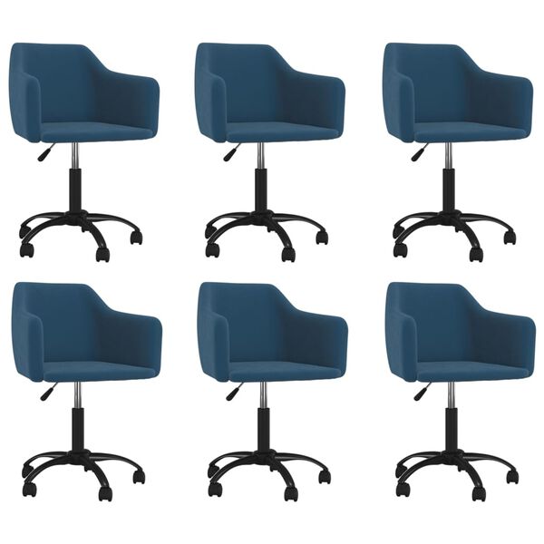 vidaXL Eetkamerstoelen draaibaar 6 st fluweel blauw