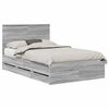 vidaXL Bedframe met lade Grijs Sonoma 120 x 200 cm Ingenieurshout