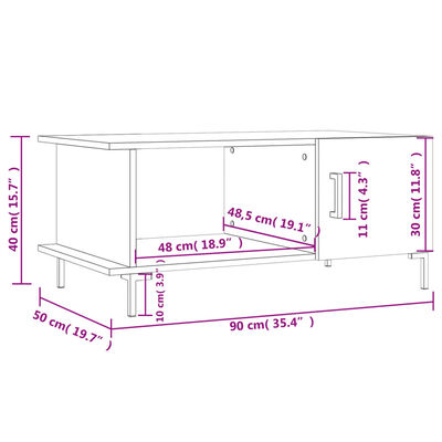 vidaXL Salontafel 90x50x40 cm bewerkt hout betongrijs