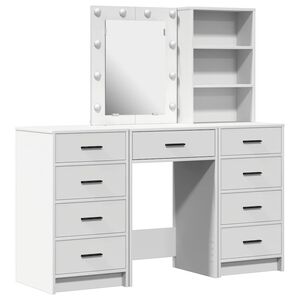 vidaXL Plafondtafel met spiegellichten met lade 3 pcs Wit Bewerkt hout