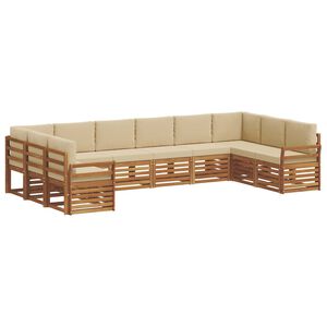 vidaXL Buiten bankenset 10 st Natuurlijk en Beige