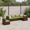 vidaXL 6-delige Loungeset met kussens poly rattan bruin