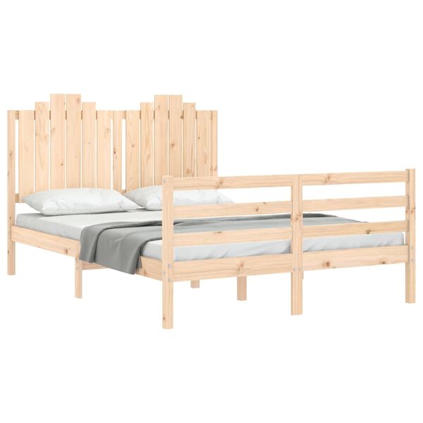 vidaXL Bedframe met hoofdbord massief hout 140x190 cm