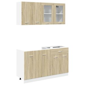 vidaXL 4-delige Keukenkastenset Lyon bewerkt hout sonoma eikenkleurig