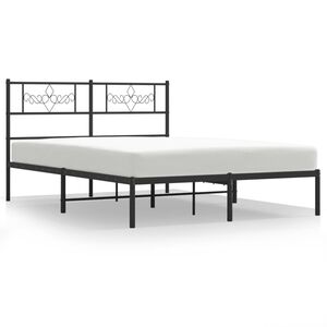 vidaXL Bedframe met hoofdbord metaal zwart 120x200 cm