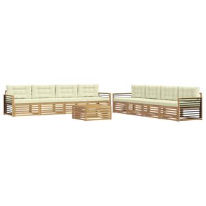 vidaXL Buiten bankenset 9 st Wit en cr&egrave;mekleurig Polyester