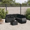 vidaXL 6-delige Loungeset met kussens poly rattan zwart
