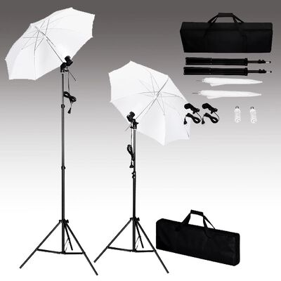 vidaXL Fotostudioset met achtergrond, softboxlampen en paraplu