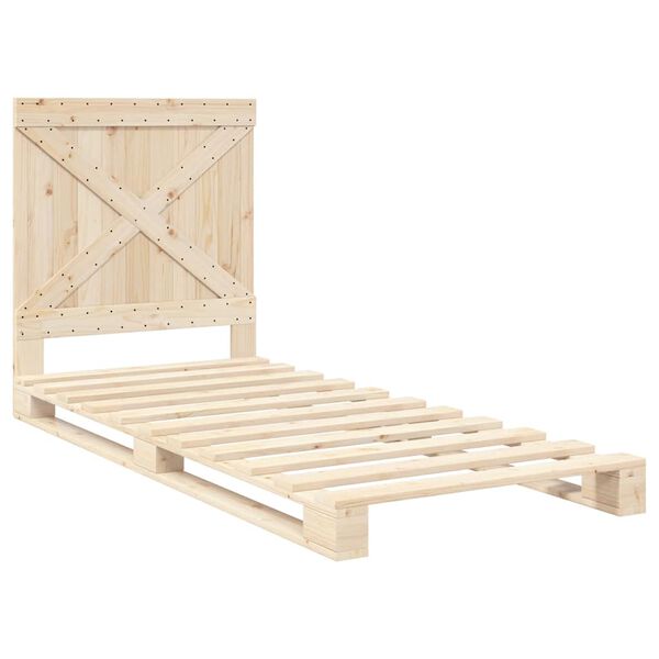 vidaXL Bedframe met hoofdbord massief grenenhout 90x200 cm
