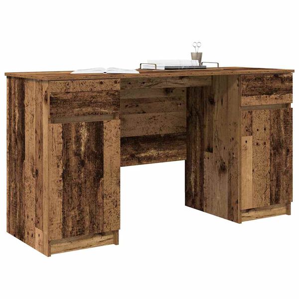 vidaXL Bureau met lade Oud hout 140 x 49 x 76 cm Bewerkt hout