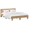 vidaXL Bedframe Artisanaal eiken 140 x 190 cm Bewerkt hout