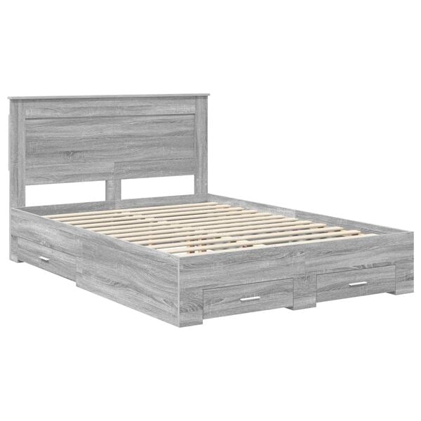 vidaXL Bedframe met lade met hoofdeinde met opslag Bewerkt hout
