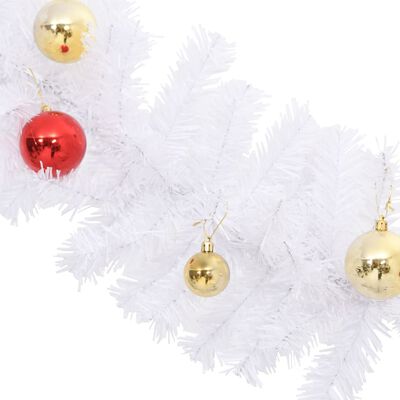 vidaXL Kerstslinger versierd met kerstballen 5 m wit