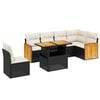 vidaXL 7-delige Loungeset met kussens poly rattan zwart