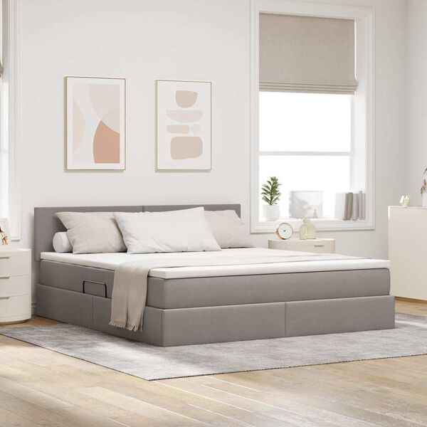 vidaXL Opbergbed met matras met matras Taupe 180 x 200 cm Bewerkt hout