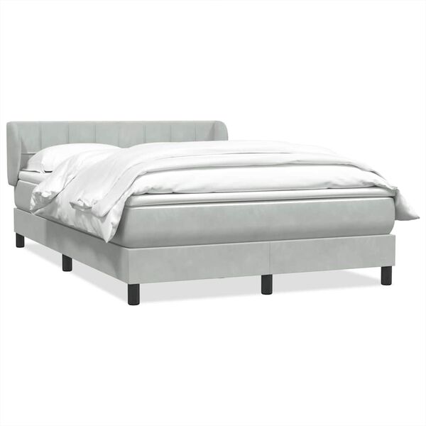 vidaXL Boxspring met matras fluweel lichtgrijs 140x210 cm