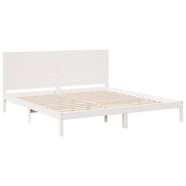 vidaXL Bedframe extra lang zonder matras massief hout wit 200x220 cm
